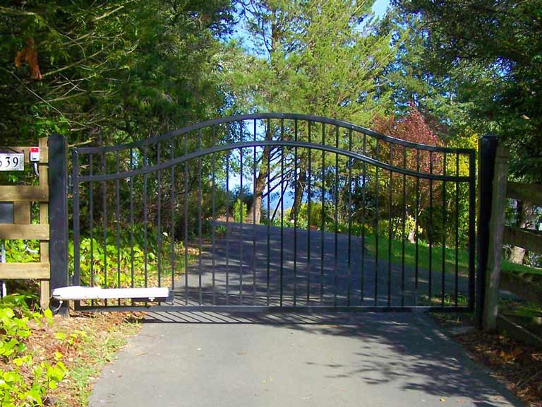 DiFranco Gate & Fence - Residential & Commercial Custom Automated Gate Contractor - Ornamental Iron - Executive style-double compound arched top-pc black paint finish - Cloverdale, CA