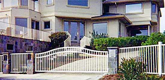DiFranco Gate & Fence Company - Custom Ornamental Iron Driveway Gates - Double Arched - Automatic Driveway Gate with Fence and Rails - Santa Rosa, CA