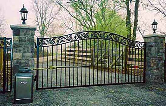 DiFranco Gate & Fence Company - Custom Ornamental Iron Driveway Gates - Double Arche - Automatic Driveway Gate with Floral Design - Windsor, CA