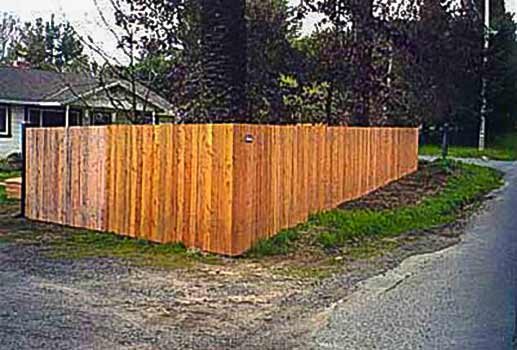 DiFranco Gate & Fence Company - Custom Solid Board Fences - Solid Board Fence Facetted to Frame, 1 sided Facing Public - Petaluma, CA