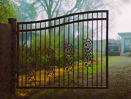 DiFranco Gate & Fence Company - Custom Ornamental Iron Driveway Gates - Double Arched Gate with Floral Design - Forestville, CA